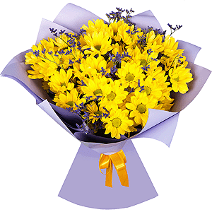 Bacardi Yellow Spray Chrysanthemum - 7, Limonium (1 pc.), Wrapping Paper
