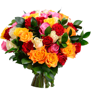 Rose 40 cm - 51, Ruscus, Ribbon