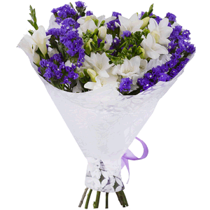 Arrangement of white freesias with delivery Magnitogorsk
