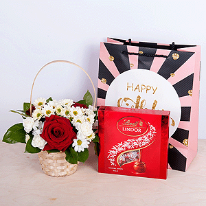 Gift set "Flower basket and sweets" with delivery Magnitogorsk