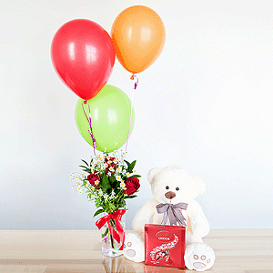 Gift set "Teddy bear, sweets and balloons" with delivery Magnitogorsk