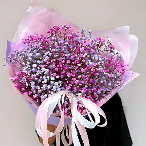 Bouquet "Fog Haze" of Pink and Purple Gypsophila with delivery Magnitogorsk