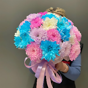 Arrangement "Rainbow Breeze" with Chrysanthemums with delivery Magnitogorsk
