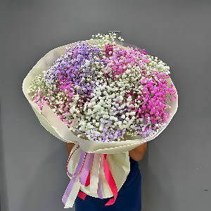 Bouquet "Rainbow Cloud" with Baby's Breath with delivery Magnitogorsk