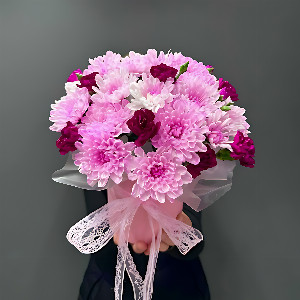 Pink Dawn Arrangement with Chrysanthemums and Dianthus with delivery Magnitogorsk