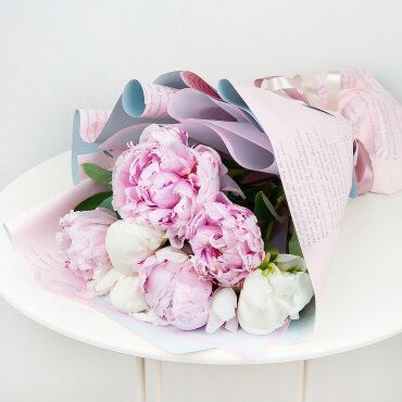 Peonies - 7, Wrapping Paper, Ribbon
