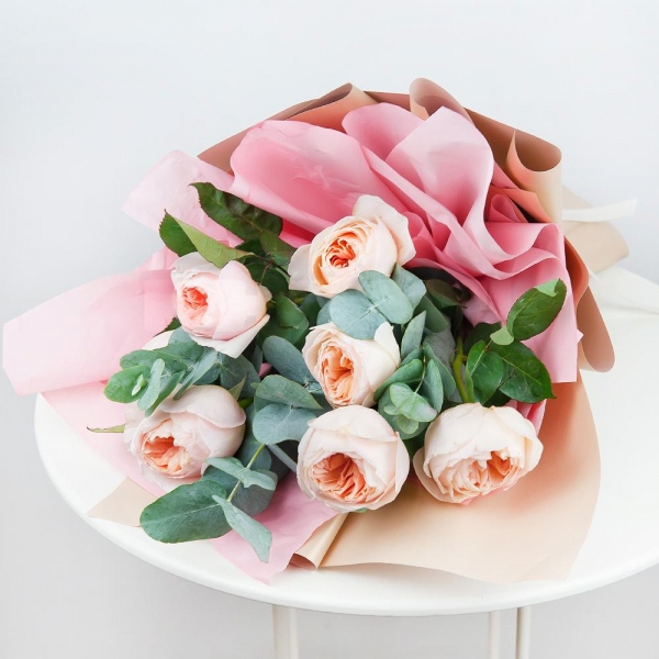 David Austin peonyroses - 11, Eucalyptus Cinerea, Wrapping Paper