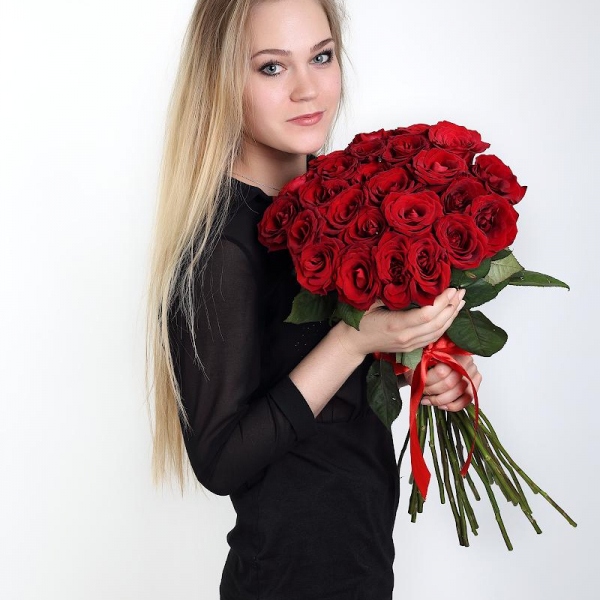 Red rose 70 cm Ecuador - 41, Ribbon